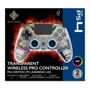Deltaco Gaming GAM-169-T žaidimų valdiklis Permatomas Bluetooth/USB Žaidimų pultelis Android, Nintendo Switch, PC, PlayStation 4, iOS - Image 3
