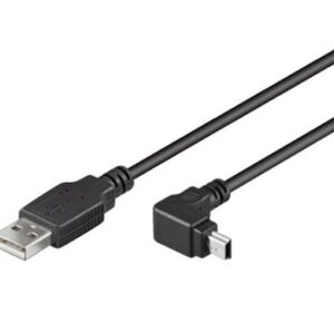 Kabelis USB A kištukas - mini USB kištukas 90° kampu,1.8m juodas
