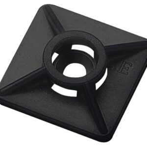 Kabelio dirželio laikikliai lipnūs 19x19mm 80N, juodi (100 vnt)