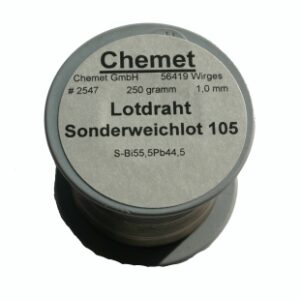 Lydmetalis Bi55.5Pb44.5 1.00mm 250g žemos lydymosi temperatūros be fliuso Chemet (tik profesional naudojimui) - Image 1