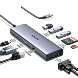 Jungčių stotelė 7in1 USB-C - USB-A 3.0, USB-C 3.0, HDMI, VGA PD CM498 UGREEN