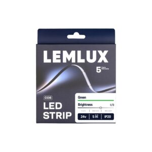 LED juosta, 5m ritė, 24Vdc, 11W/m, COB 480LED/m, žalia, IP20, 180°