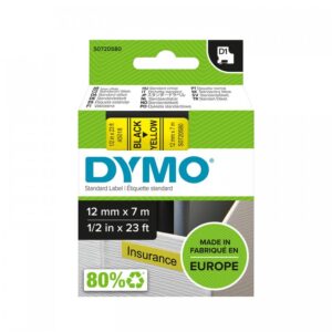 Spausdinimo juostelė D1 12mm x 7m juoda/geltona DYMO - Image 1