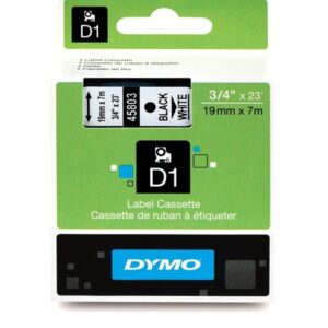 Spausdinimo juostelė D1 19mm x 7m juoda/balta 45803 DYMO