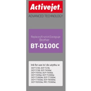 Activejet AB-D100C rašalo buteliukas, skirtas Brother spausdintuvui, Brother BT-D100C pakaitalas; Supreme; 50 ml; mėlynas