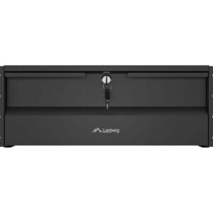 Stalčius 19" tinklinėms spintoms 4U 360 mm juodas Lanberg (4U/483 × 360 mm, apkrova iki 90 kg, 4 taškų tvirtinimas)