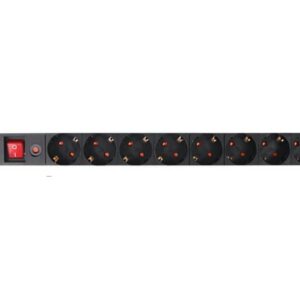 Maitinimo panelė 19'' 8x220V su jungikliu ir temperatūros saugikliu