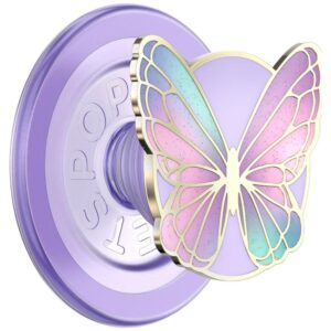 PopSockets Enamel Butterfly Prism MagSafe phone grip and stand lavender