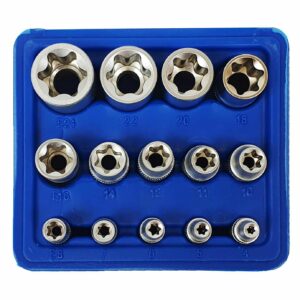 SILVER TORX antgalių rinkinys 14 vnt.