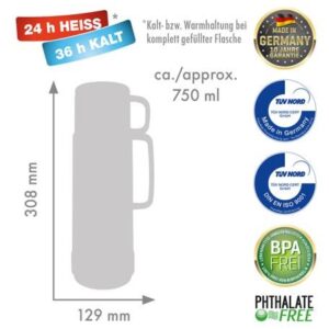 ROTPUNKT stiklinis termosas, talpa 0,750 l, poliarinis-elektrinis-vasarinis moliūgas (baltas-geltonas)