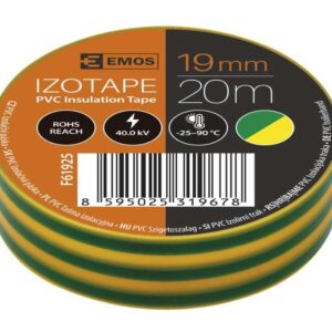 Izoliacinė juosta PVC 19mmx013mmx20m geltona-žalia F61925, EMOS