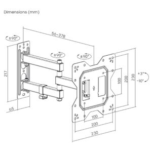 "Maclean MC-700N" televizoriaus monitoriaus sieninis laikiklis Universalus max VESA 200x20 23"-43" 30 kg Juodas ištraukiamas pakreipiamas laikiklis mažiems televizoriams - Image 2