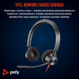HP Poly „Poly Blackwire 3320 Stereo“ „Microsoft Teams“ sertifikuotos „USB-C“ ausinės + „USB-C/A“ adapteris - Image 3