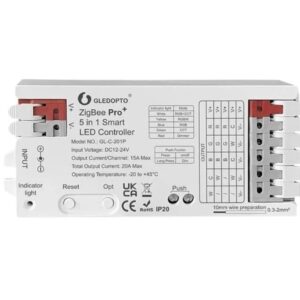 LED valdiklis ZigBee PRO+ RF, 12-24Vdc, 15A/CH, 20A MAX, RGB, RGBW, RGB+CCT, CCT, DIM, PUSH-DIM