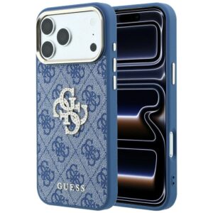 Case Guess 4G & Big Strass Logo for iPhone 18 Pro / iPhone 17 Pro Blue