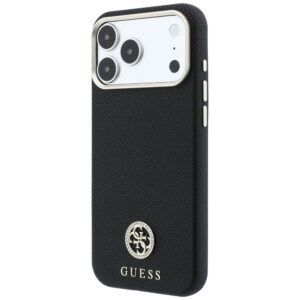 Guess Grained Round Strass Logo MagSafe dėklas, skirtas iPhone 18 Pro Max / 17 Pro Max, juodas - Image 2