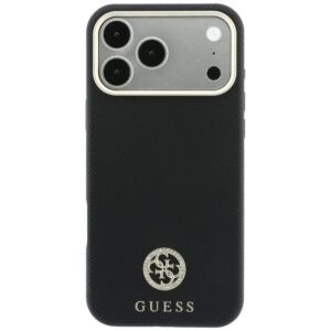 Guess Grained Round Strass Logo MagSafe dėklas, skirtas iPhone 18 Pro Max / 17 Pro Max, juodas - Image 3
