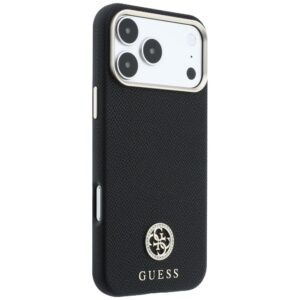 Guess Grained Round Strass Logo MagSafe dėklas, skirtas iPhone 18 Pro Max / 17 Pro Max, juodas - Image 4