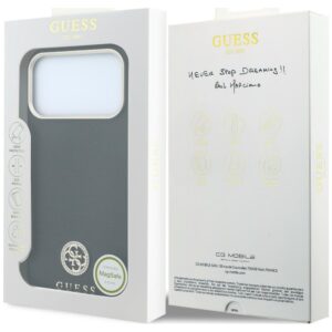 Guess Grained Round Strass Logo MagSafe dėklas, skirtas iPhone 18 Pro Max / 17 Pro Max, juodas - Image 8