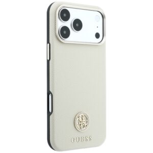 Guess Grained Round Strass Logo MagSafe dėklas, skirtas iPhone 18 Pro / 17 Pro – smėlio spalvos - Image 4
