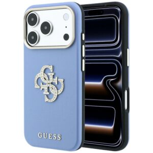 Dėklas Guess Smooth & Big Strass Logo, skirtas iPhone 18 Pro Max / 17 Pro Max, mėlynas