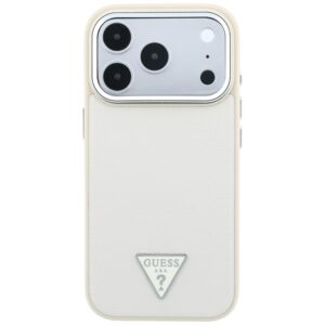 Dėklas Guess Grained Triangle Logo MagSafe, skirtas iPhone 18 Pro / 17 Pro, smėlio spalvos - Image 3