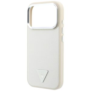 Dėklas Guess Grained Triangle Logo MagSafe, skirtas iPhone 18 Pro / 17 Pro, smėlio spalvos - Image 6