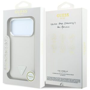 Dėklas Guess Grained Triangle Logo MagSafe, skirtas iPhone 18 Pro Max / 17 Pro Max, smėlio spalvos - Image 8