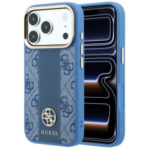 Dėklas Guess 4G su Stripe Round ir Classic Logos MagSafe, skirtas iPhone 18 Pro / iPhone 17 Pro, mėlynas