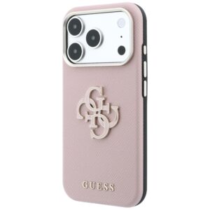 Guess Grained & Big Resin Logo dėklas, skirtas iPhone 18 Pro / 17 Pro – rožinis - Image 2