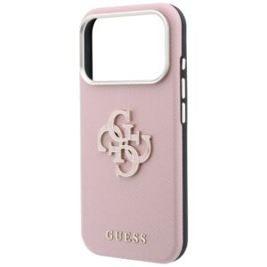 Guess Grained & Big Resin Logo dėklas, skirtas iPhone 18 Pro / 17 Pro – rožinis - Image 6