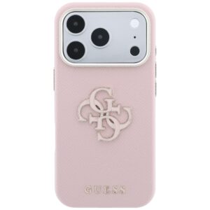 Guess Grained & Big Resin Logo dėklas, skirtas iPhone 18 Pro Max / 17 Pro Max – rožinis - Image 3