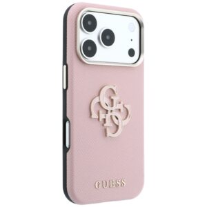 Guess Grained & Big Resin Logo dėklas, skirtas iPhone 18 Pro Max / 17 Pro Max – rožinis - Image 4
