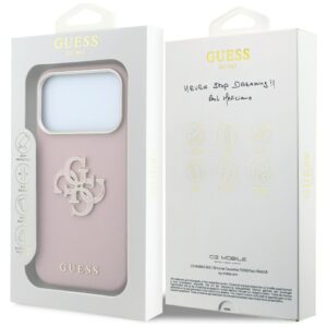 Guess Grained & Big Resin Logo dėklas, skirtas iPhone 18 Pro Max / 17 Pro Max – rožinis - Image 8