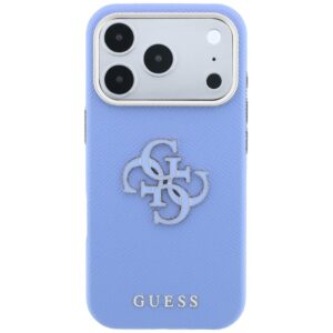 Guess Grained & Big Resin Logo dėklas, skirtas iPhone 18 Pro Max / 17 Pro Max, mėlynas - Image 3