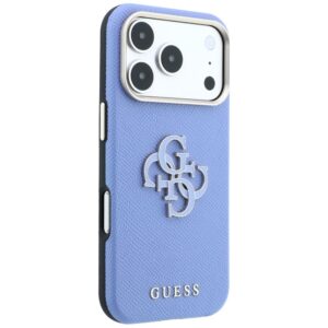 Guess Grained & Big Resin Logo dėklas, skirtas iPhone 18 Pro Max / 17 Pro Max, mėlynas - Image 4