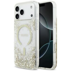 Guess Resin Bottom Glitter MagSafe Case for iPhone 18 Pro Max / iPhone 17 Pro Max gold