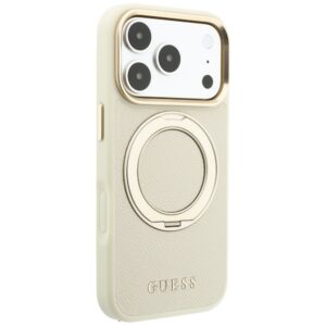 Guess Ring Stand 360 Grained Classic Logo MagSafe dėklas, skirtas iPhone 18 Pro Max / 17 Pro Max, smėlio spalvos - Image 4