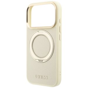 Guess Ring Stand 360 Grained Classic Logo MagSafe dėklas, skirtas iPhone 18 Pro Max / 17 Pro Max, smėlio spalvos - Image 6