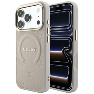 Case Guess Saffiano Peony & Ring MagSafe for iPhone 18 Pro Max / 17 Pro Max pink