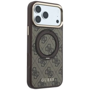 Guess Ring Stand 360 4G Classic Logo MagSafe dėklas, skirtas iPhone 18 Pro / 17 Pro, rudas - Image 4
