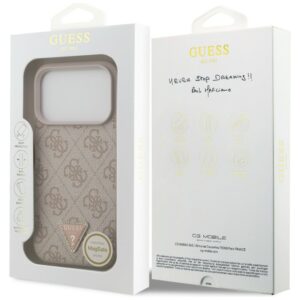 Guess odinis 4G Triangle Strass MagSafe dėklas, skirtas iPhone 18 Pro / 17 Pro, rožinis - Image 8