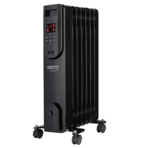 Elektrinis alyvos šildytuvas su nuotolinio valdymo pultu CAMRY CR 7812, 7 pelekai, 1500 W juodos spalvos