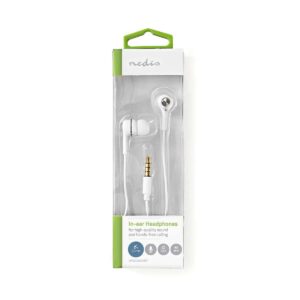 Ausinės laidinės su 3.5 mm kištuku ir mikrofonu, baltos