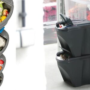 KEDEN ŠIUKŠLIŲ DĖŽĖ SORTIBOX 25L RINKINYS 4 - AKMENS PILKA PLATI