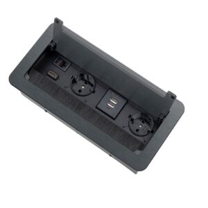 Ilgiklis montuojamas balde INBOX, 2x Schuko, 1x USB A, 1x USB-C, HDMI, RJ45, su 3m ilgio laidu, juodas