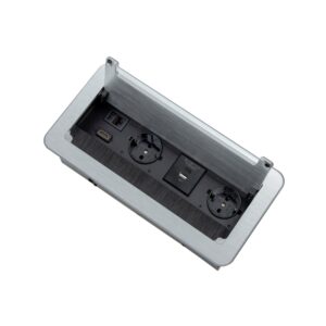 Ilgiklis montuojamas balde INBOX, 2x Schuko, 1x USB A, 1x USB-C, HDMI, RJ45, su 1.5m ilgio laidu, sidabro spalvos - Image 1