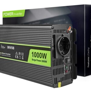 Įtampos keitiklis 12Vdc/230Vac 1000W/2000W 50Hz modifikuotas sinusas, su USB 5V 2.1A; Green Cell - Image 1