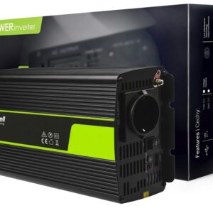 Įtampos keitiklis 24Vdc/230Vac 1000W(2000W) su sinusine išėjimo įtampa, USB 5V 2.1A; Green Cell