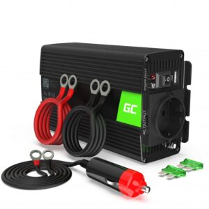 Įtampos keitiklis 24Vdc/230Vac 300W(600W) su sinusine išėjimo įtampa, USB 5V 2.1A; Green Cell - Image 1